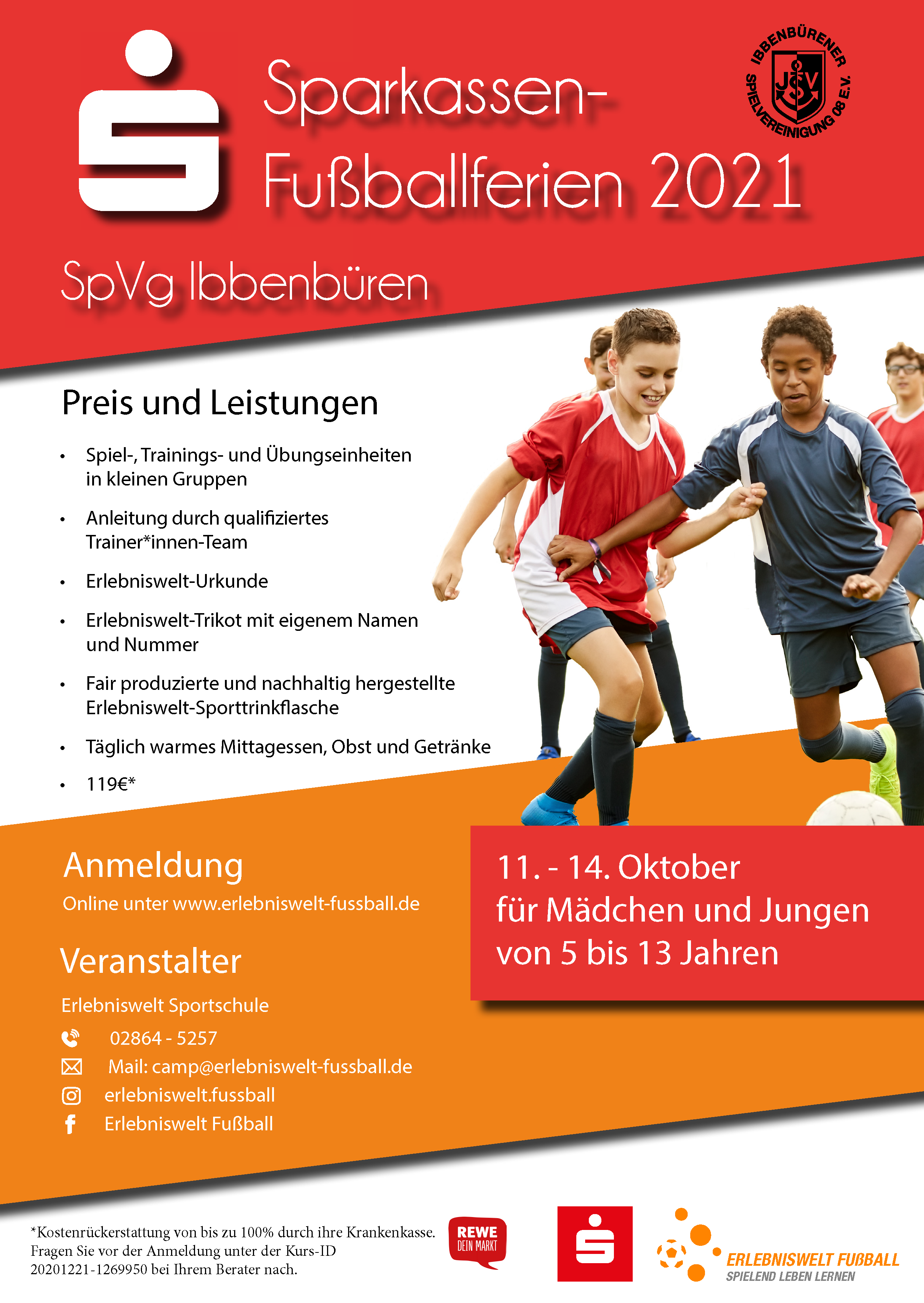Flyer der KSK Steinfurt zum Erlebniswelt-Fußball Feriencamp 2021